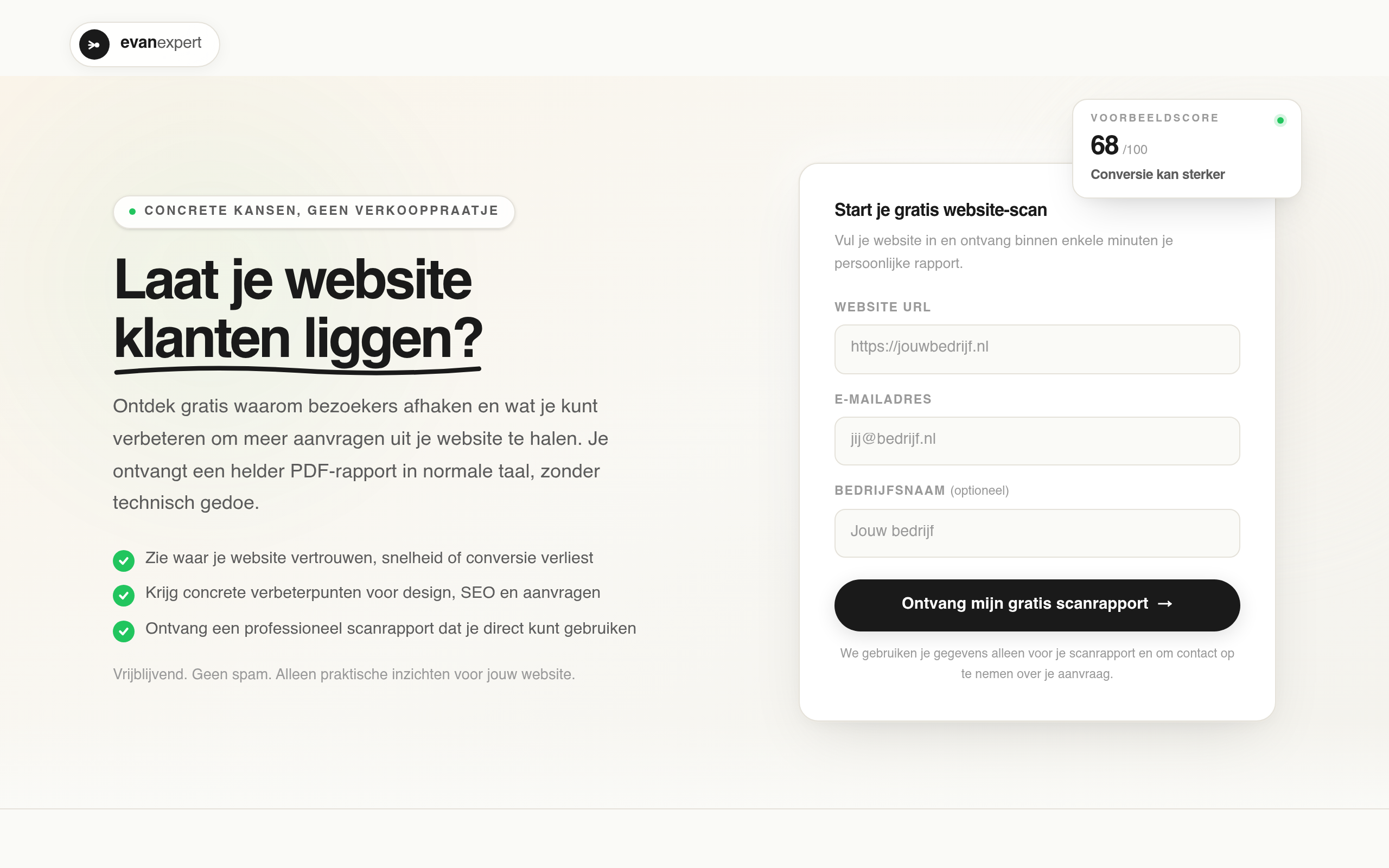Screenshot van Gratis website-scan